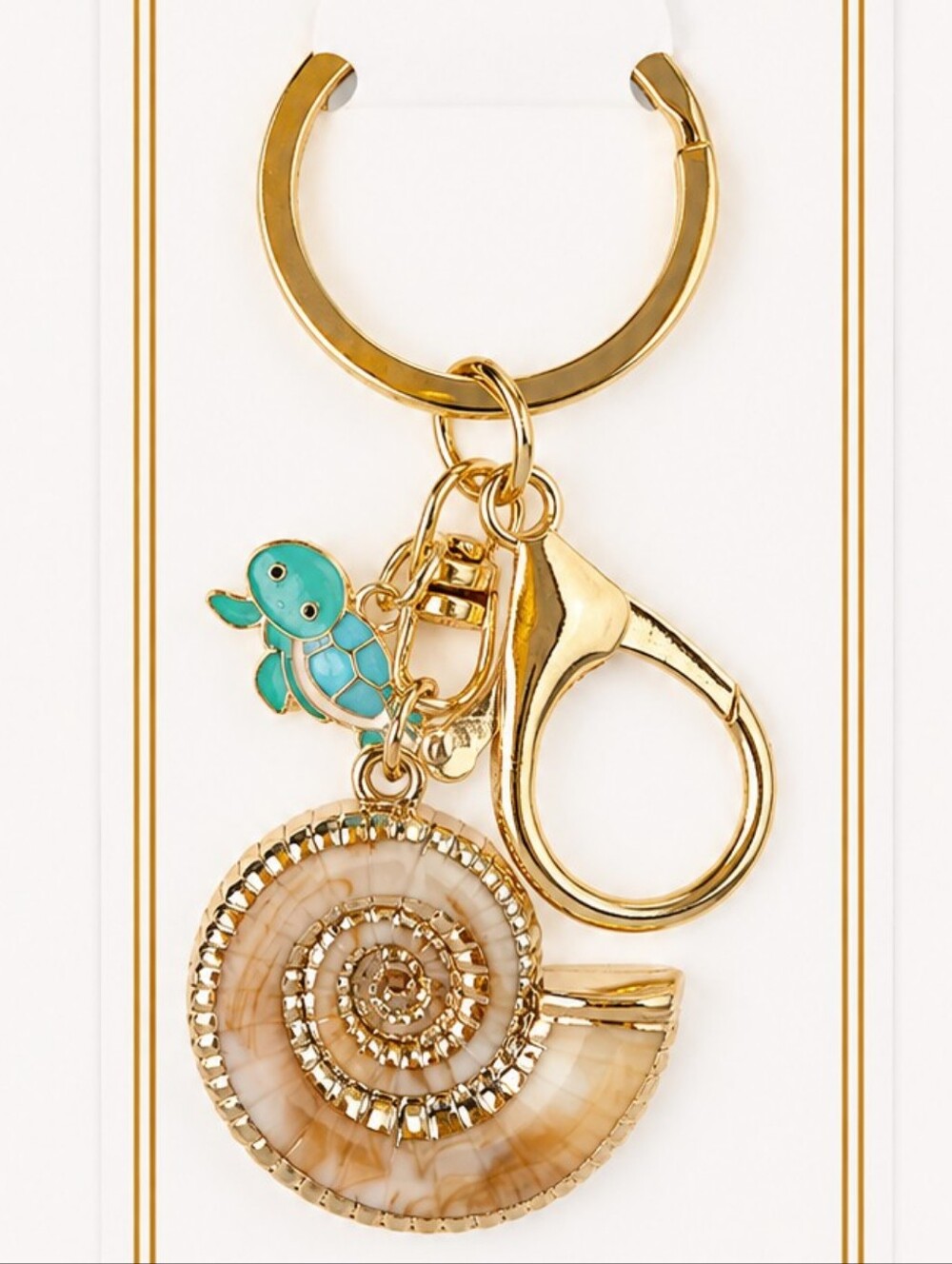 Sparkling Seashell Keychain Bag Charm Nautical Coastal Sea Turtle - Picture 2 of 6